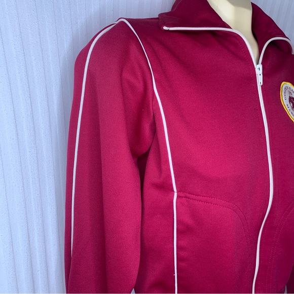 70s Nike Sportswear Burgundy High School Track Jacket Thick Retro Stripes - Picture 5 of 11